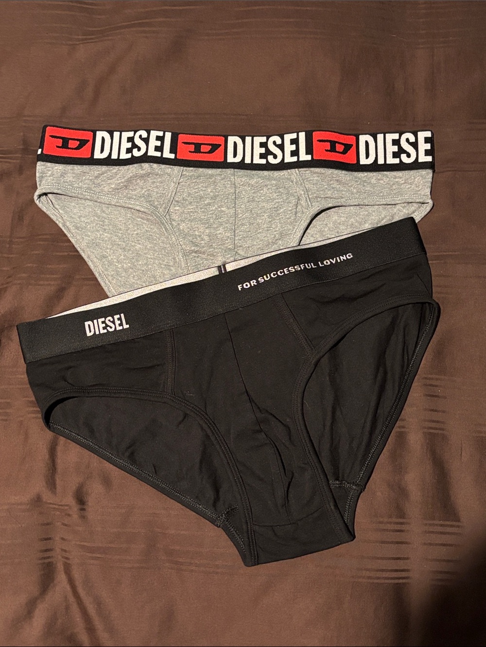 Diesel Briefs 2-Pack in Black & Gray with Logo Waistbands